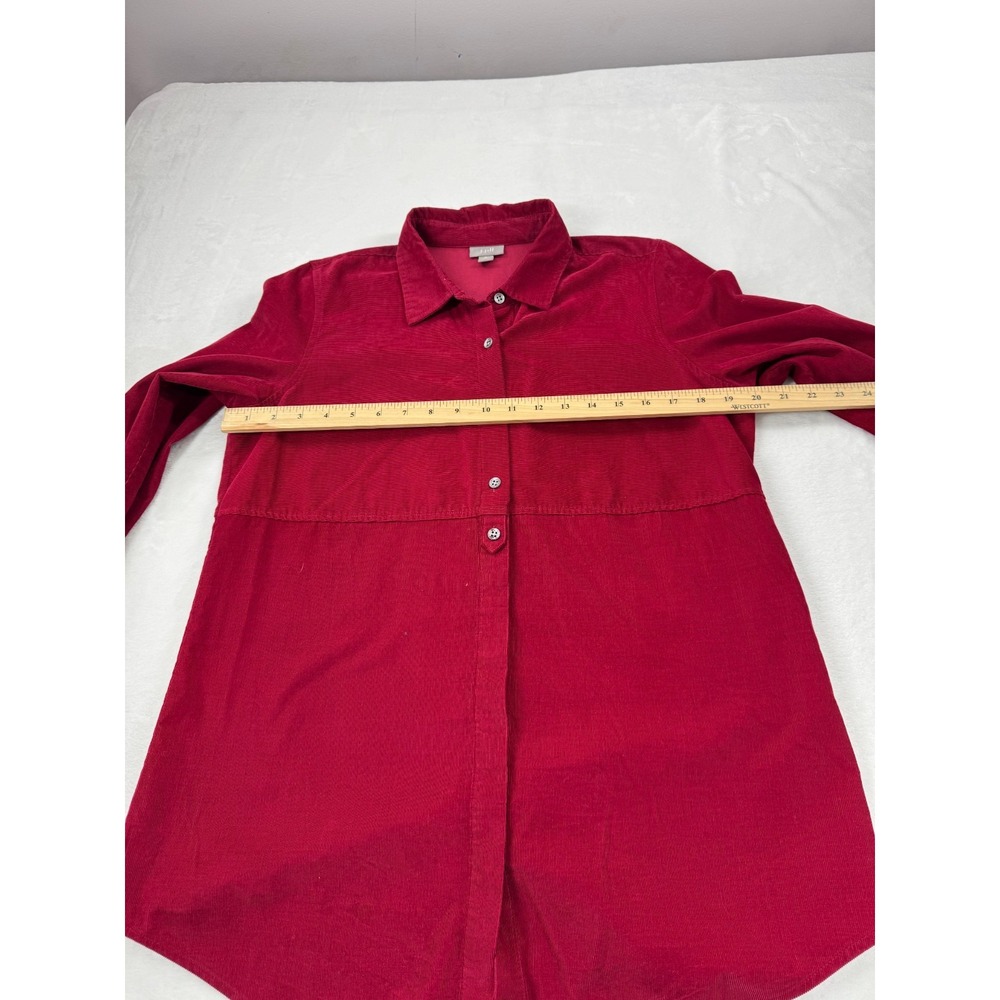 J. Jill Button-Up Corduroy Shirt‎ Women's Petite Medium Red Lightweight Collared - Picture 9 of 10